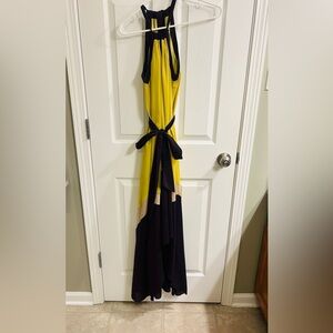 Elegant Yellow and Black Maxi Dress
